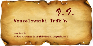 Veszelovszki Irén névjegykártya